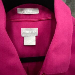 Chico's No Iron Hot Pink 3/4 sleeve button shirt